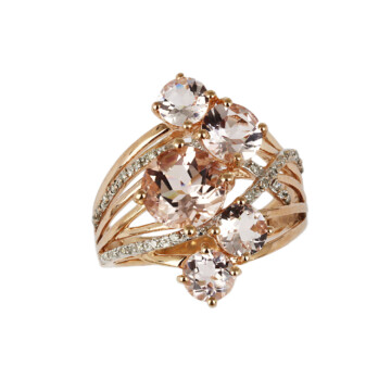 Featured image of this Women’s 14k Rose Gold Diamond, Morganite Ring Size 7