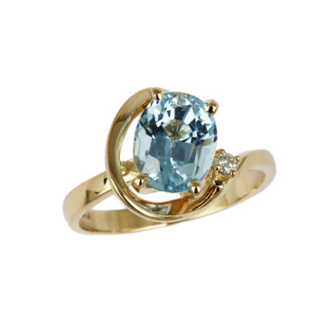 Featured image of this Women’s 14k Yellow Gold, Diamond, Blue Topaz Ring Size 6.25