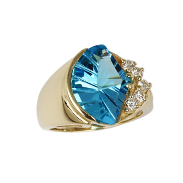 Featured image of this Women’s 14k Yellow Gold, Diamond, Blue Topaz Ring Size 5
