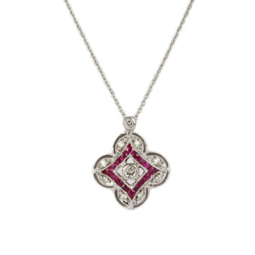 Featured image of this Women’s 14k White Gold Diamond, Ruby Necklace