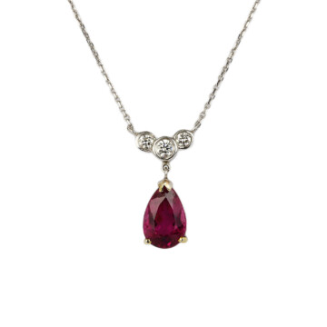 Featured image of this Women’s 14k White Gold, Diamond, Rubelite Necklace