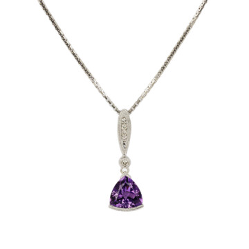Featured image of this Women’s 14k White Gold, Amethyst, Diamond Necklace