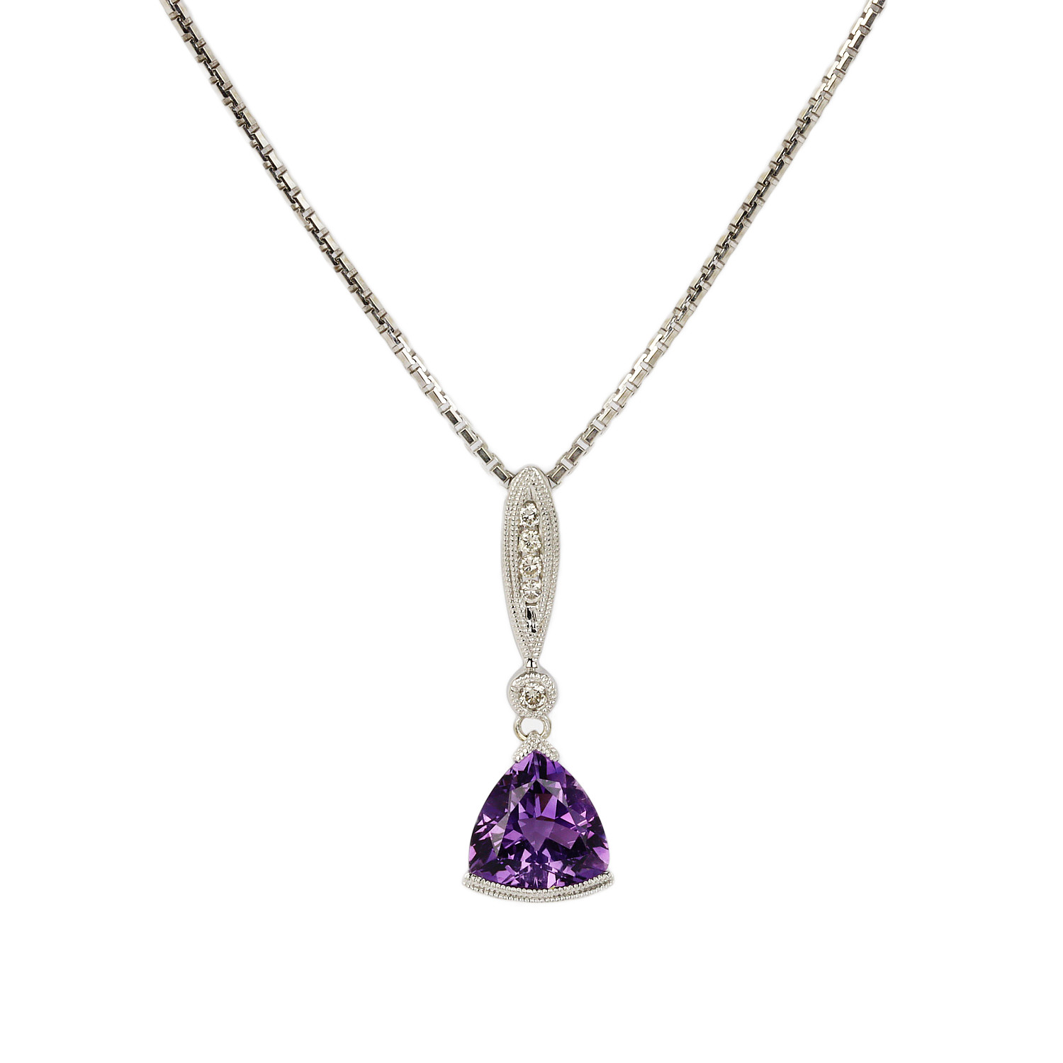 Featured image of this Women’s 14k White Gold, Amethyst, Diamond Necklace