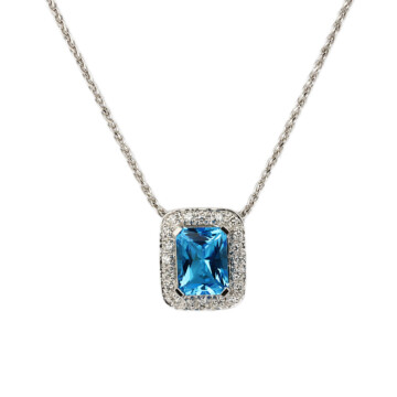 Featured image of this Women’s 14k White Gold Diamond, Topaz Necklace