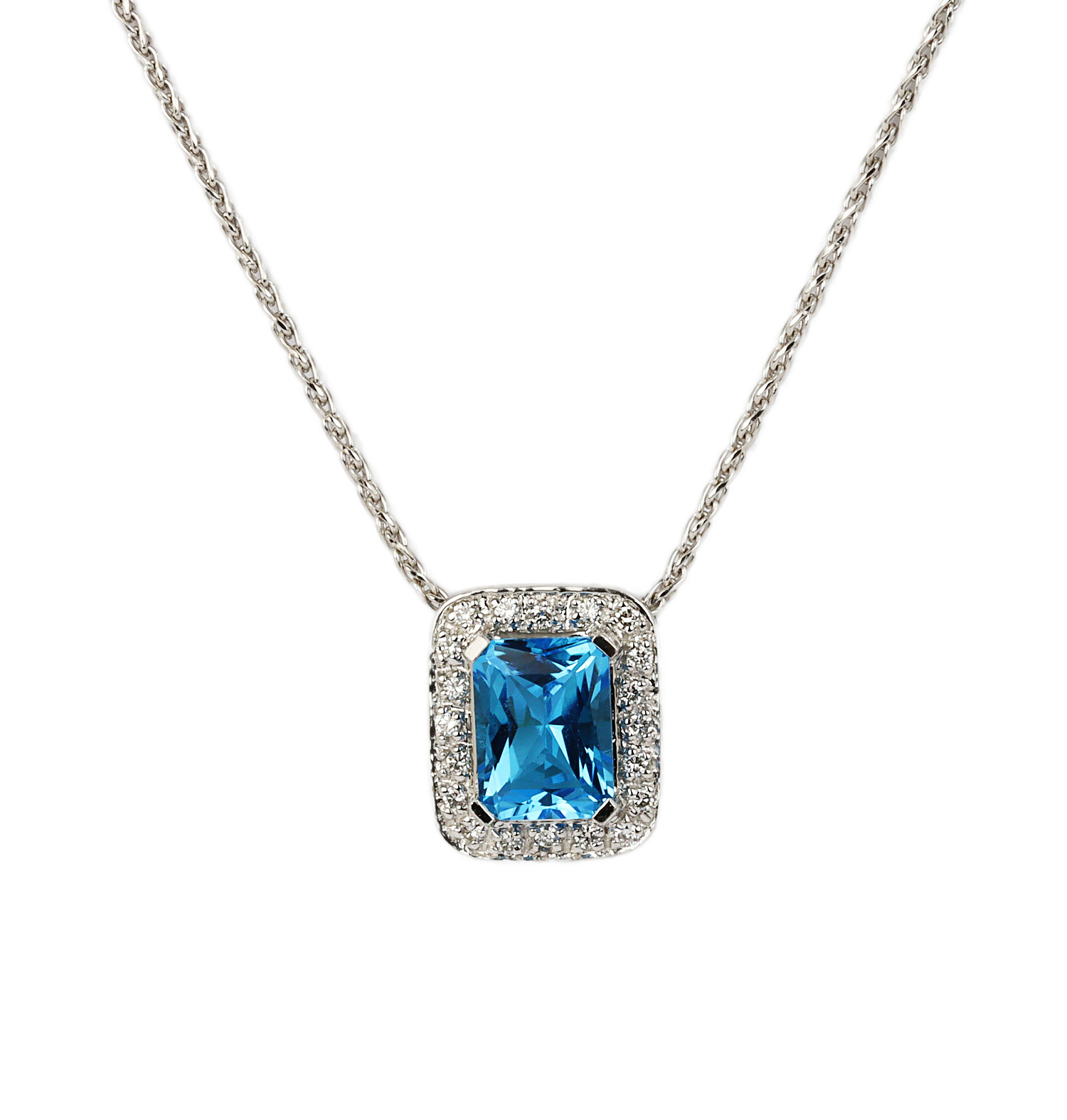 Featured image of this Women’s 14k White Gold Diamond, Topaz Necklace