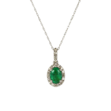 Featured image of this Women’s 14k White Gold, Diamond, Emerald Necklace