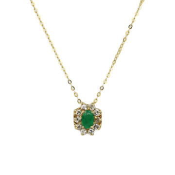 Featured image of this Women’s 14k Yellow Gold Diamond, Emerald Necklace