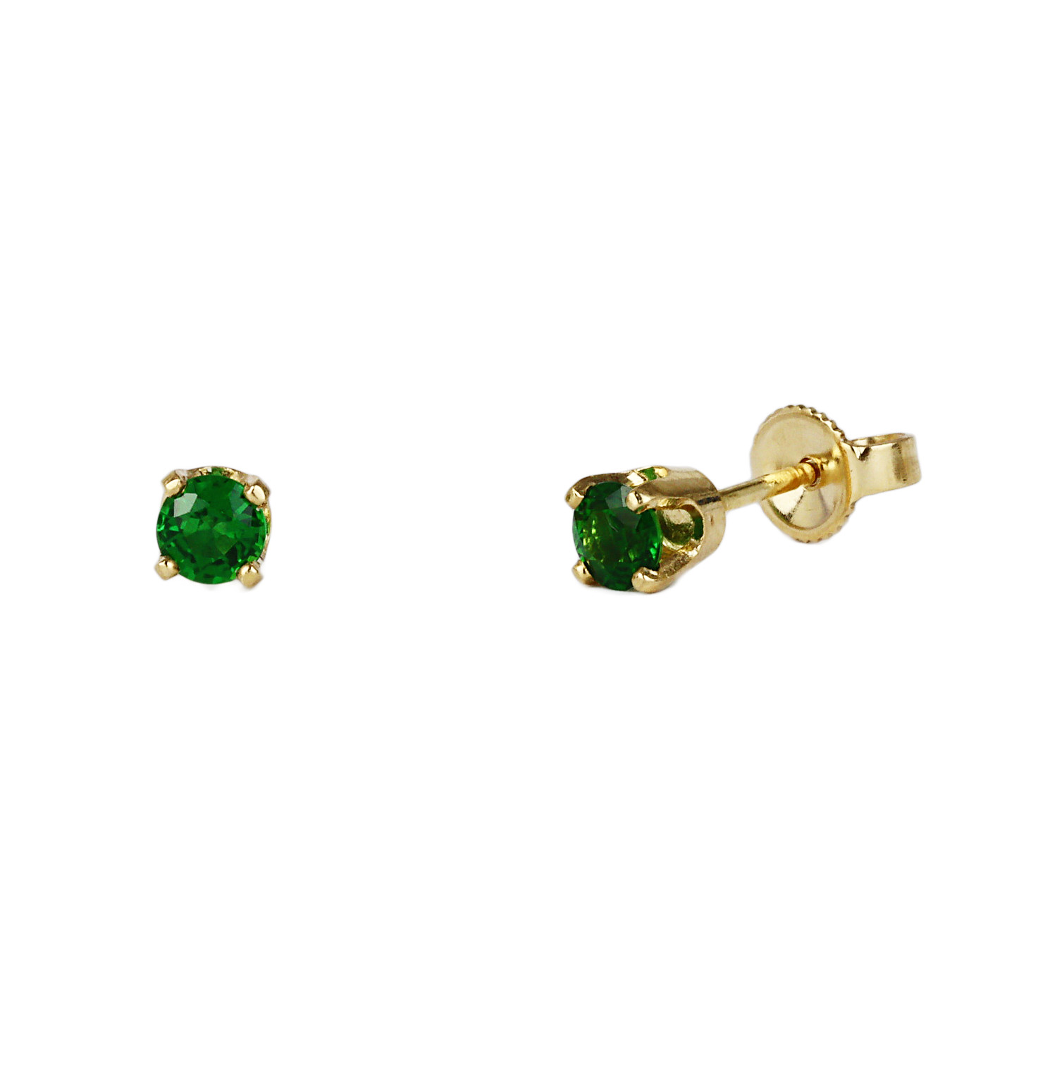 Gallery image of this Women’s 14k Yellow Gold, Green Tourmaline Stud Earrings