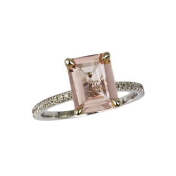 Featured image of this Women’s 14k White Gold Diamond, Morganite Bridal Ring Size 5.75