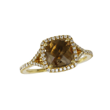 Featured image of this Fischer Women’s 14k Yellow Gold Diamond, Smoky Quartz Ring Size 7.25
