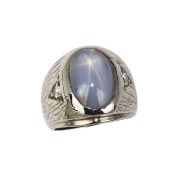 Featured image of this Women’s 18k White Gold Diamond, Star Sapphire Ring Size 5.25