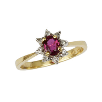 Featured image of this Women’s 14k Yellow & White Gold, Diamond, Ruby Ring Size 6.75