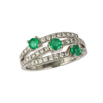 Featured image of this Fischer Women’s 14k White Gold Diamond, Emerald Ring Size 7