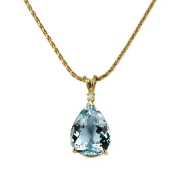 Featured image of this Women’s 14k Yellow Gold Aquamarine Necklace