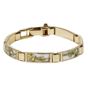 Featured image of this Unisex 14k Yellow Gold, Gold in Quartz Link Bracelet