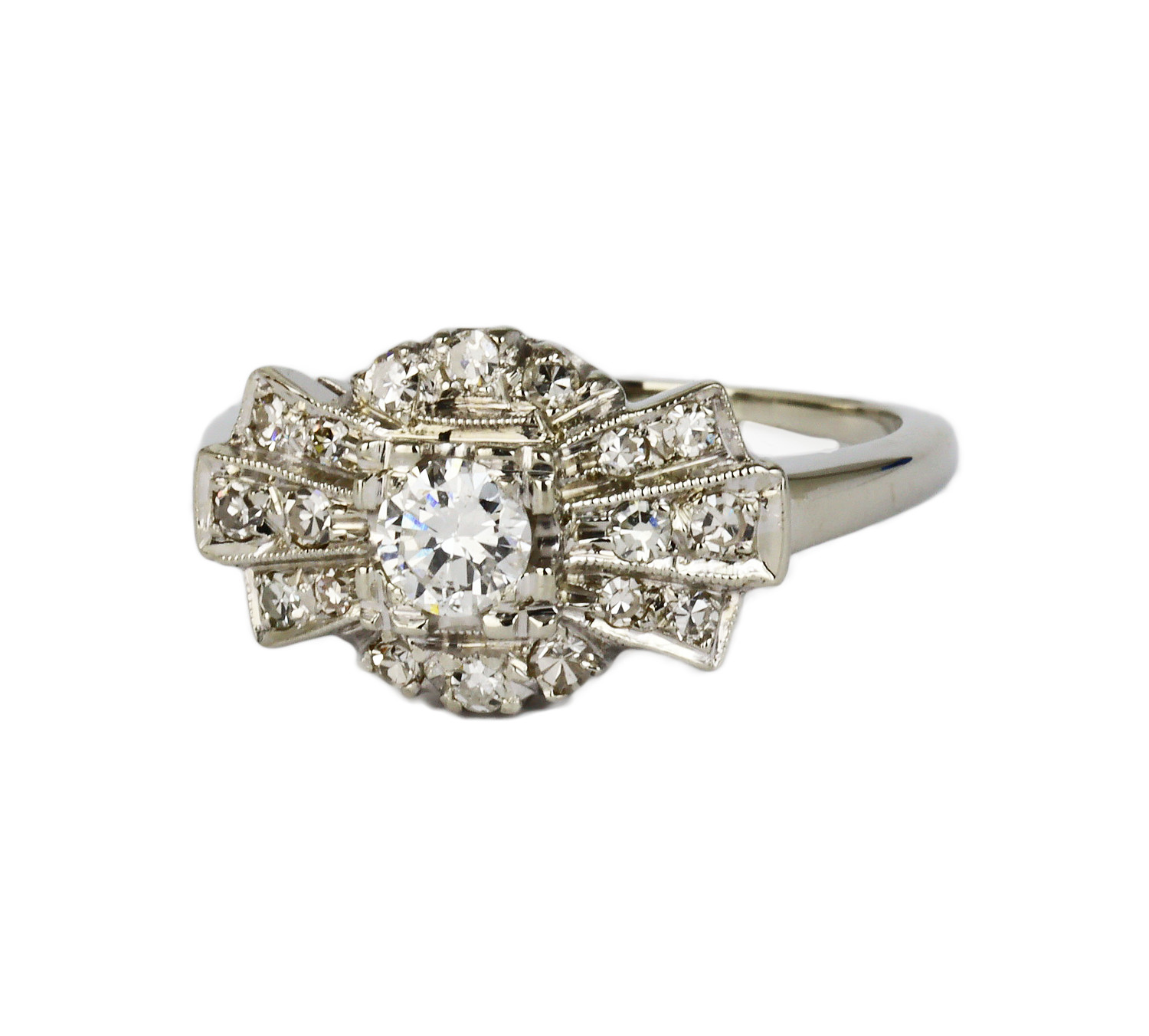 Gallery image of this Women’s Vintage 14k White Gold Diamond Ring Size 7.25