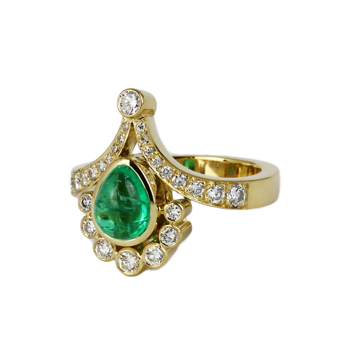 Gallery image of this Women’s 18k Yellow Gold Diamond, Emerald Ring Size 7