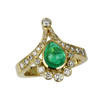 Featured image of this Women’s 18k Yellow Gold Diamond, Emerald Ring Size 7