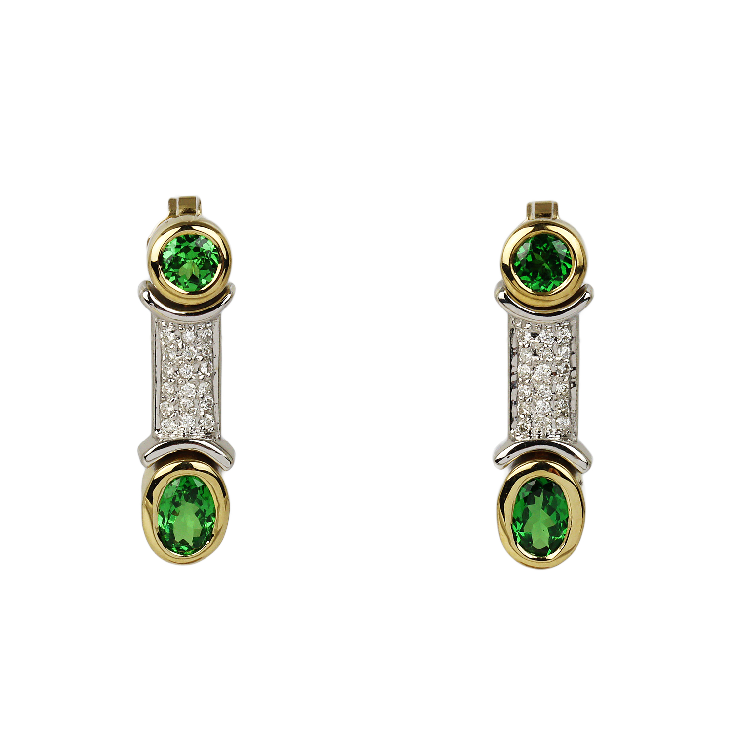 Featured image of this Women’s 18k White Gold, Tsavorite Garnet, Diamond Earrings