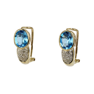 Featured image of this Women’s 14k Yellow Gold, Diamond, Blue Topaz Earrings