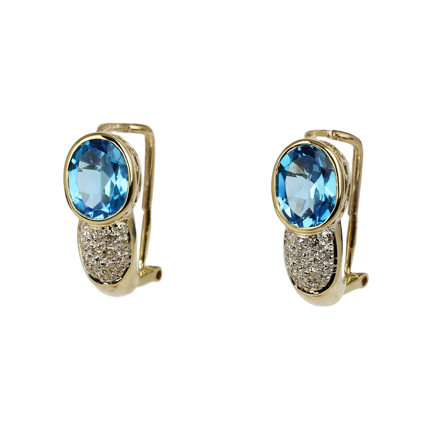 Featured image of this Women’s 14k Yellow Gold, Diamond, Blue Topaz Earrings