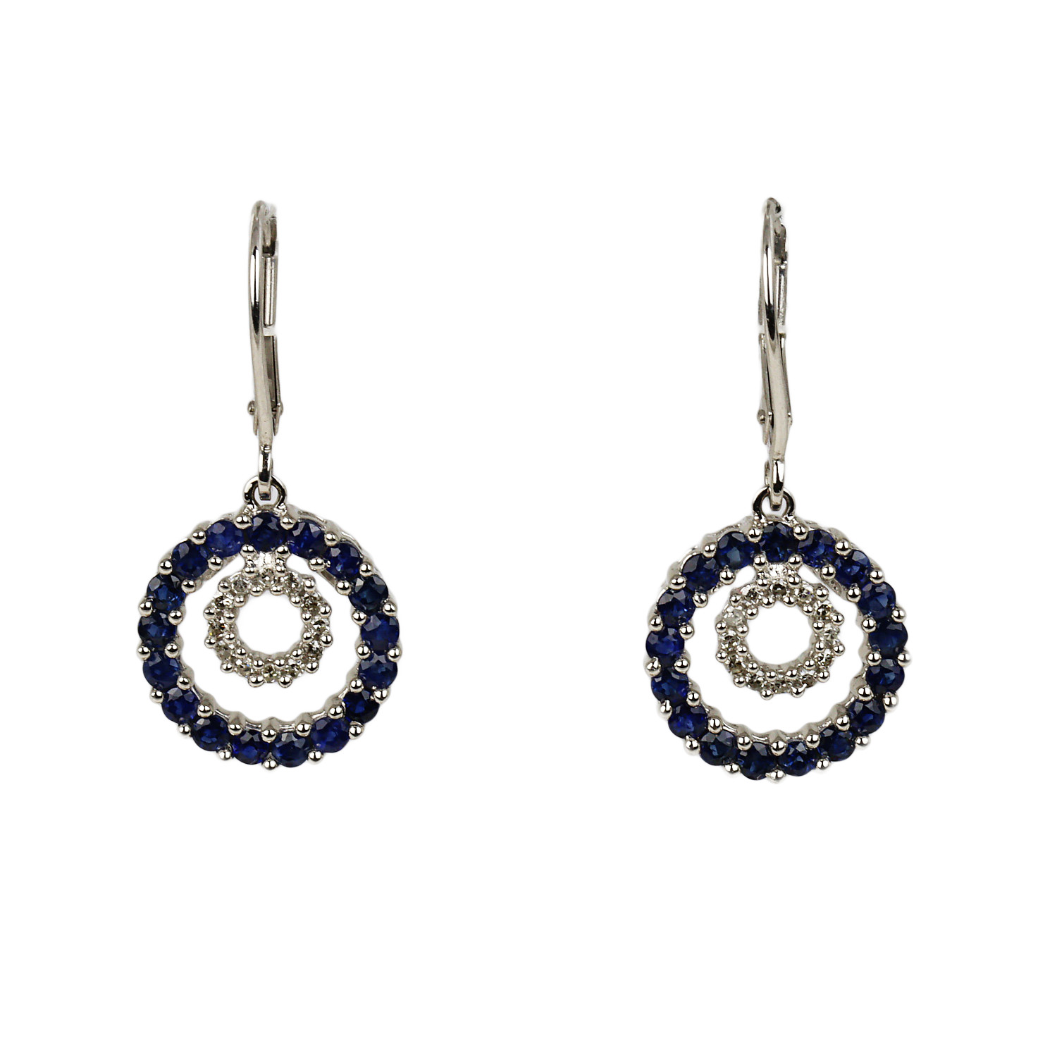 Featured image of this Women’s 14k White Gold Diamond, Sapphire Dangle Earrings