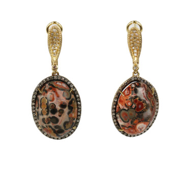 Featured image of this Fischer Women’s 14k Yellow Gold Agate, Diamond Dangle Earrings
