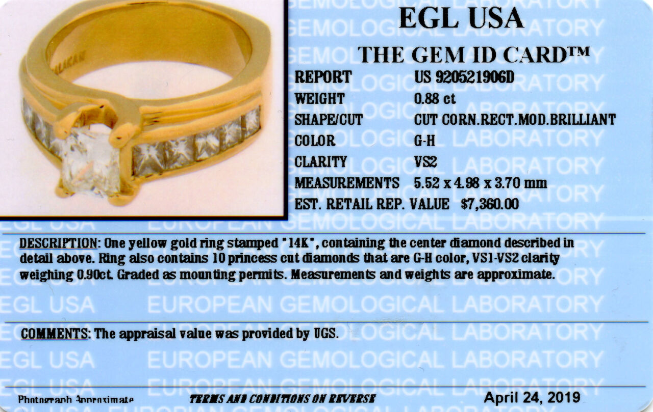 Gallery image of this Women’s 14k Yellow Gold Diamond Bridal Ring Size 6.5 EGL Cert