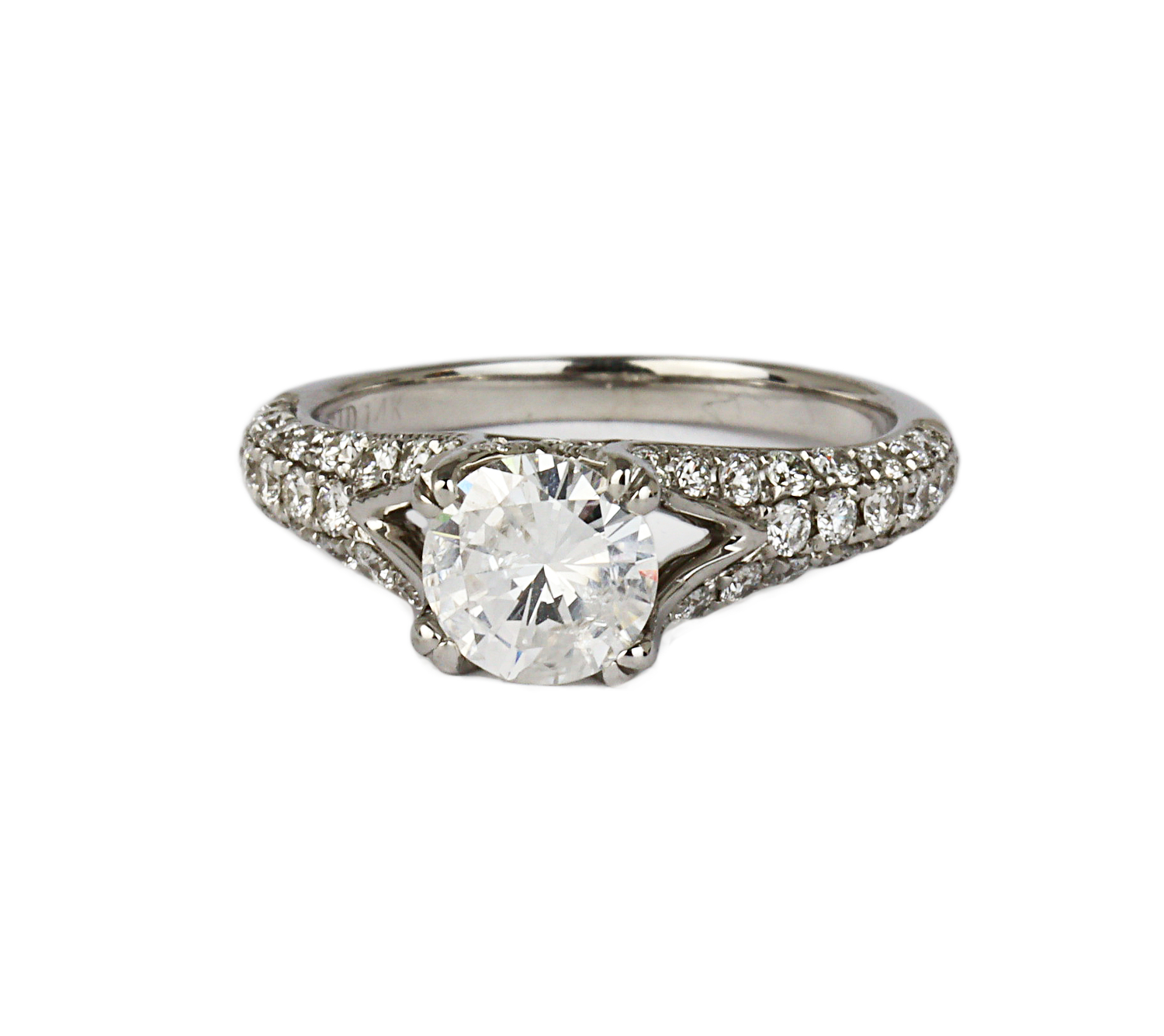 Gallery image of this Fischer Women’s 14k White Gold Diamond Bridal Ring Size 4.75 EGL Cert