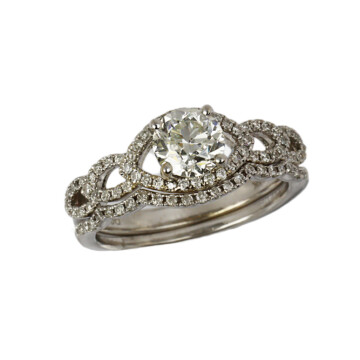 Featured image of this Women’s 14k White Gold Diamond Bridal Ring Set Size 6.5 EGL Cert
