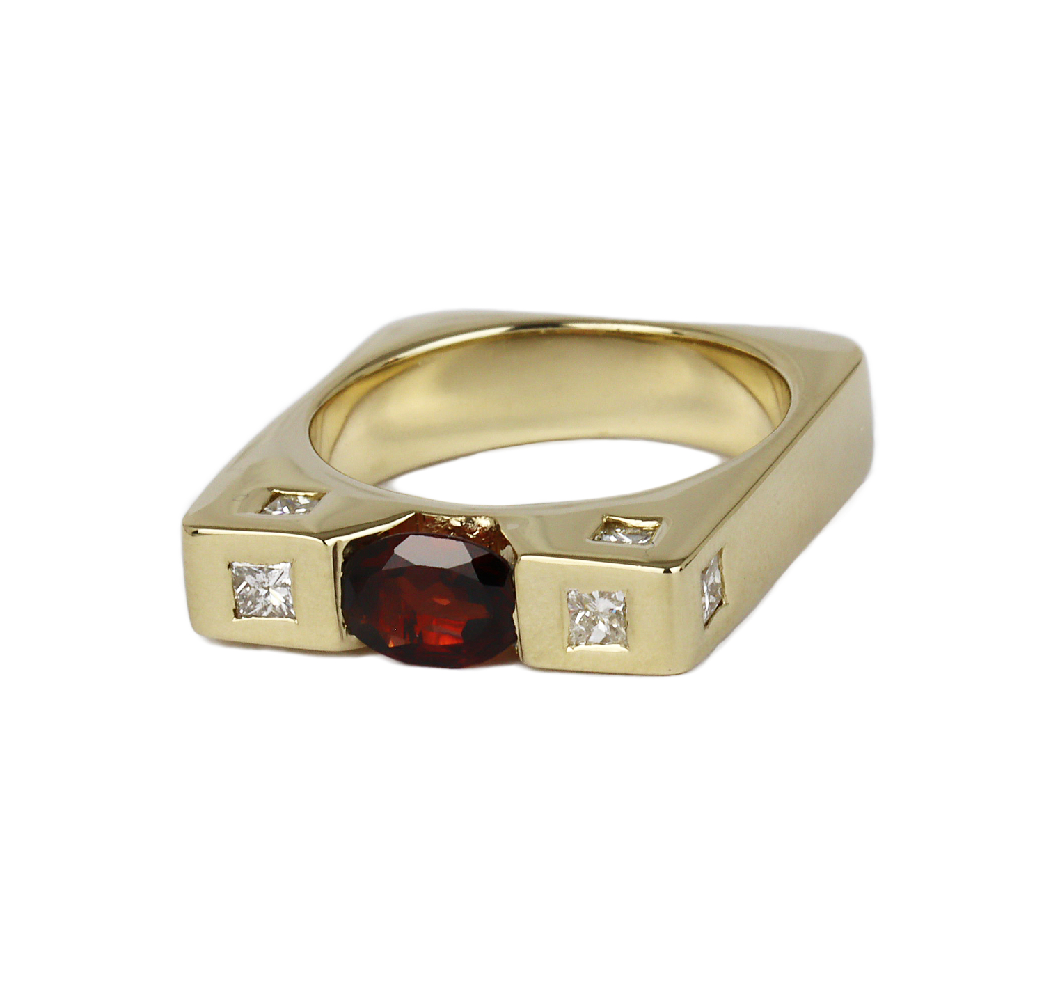 Gallery image of this Women’s 14k Yellow Gold Diamond, Garnet Ring Size 6.25