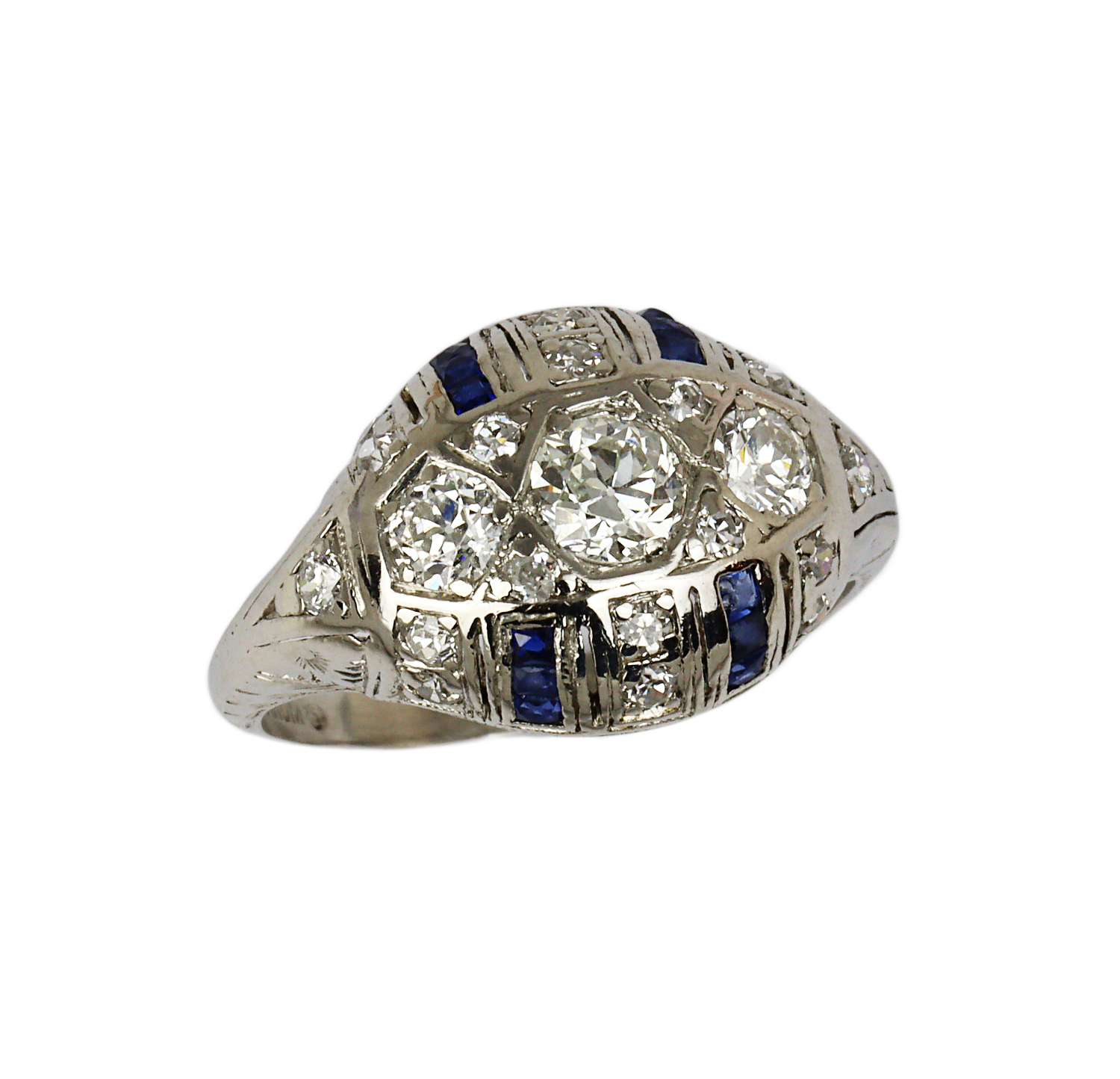 Featured image of this Women’s Vintage Platinum Diamond, Blue Stone Ring Size 6