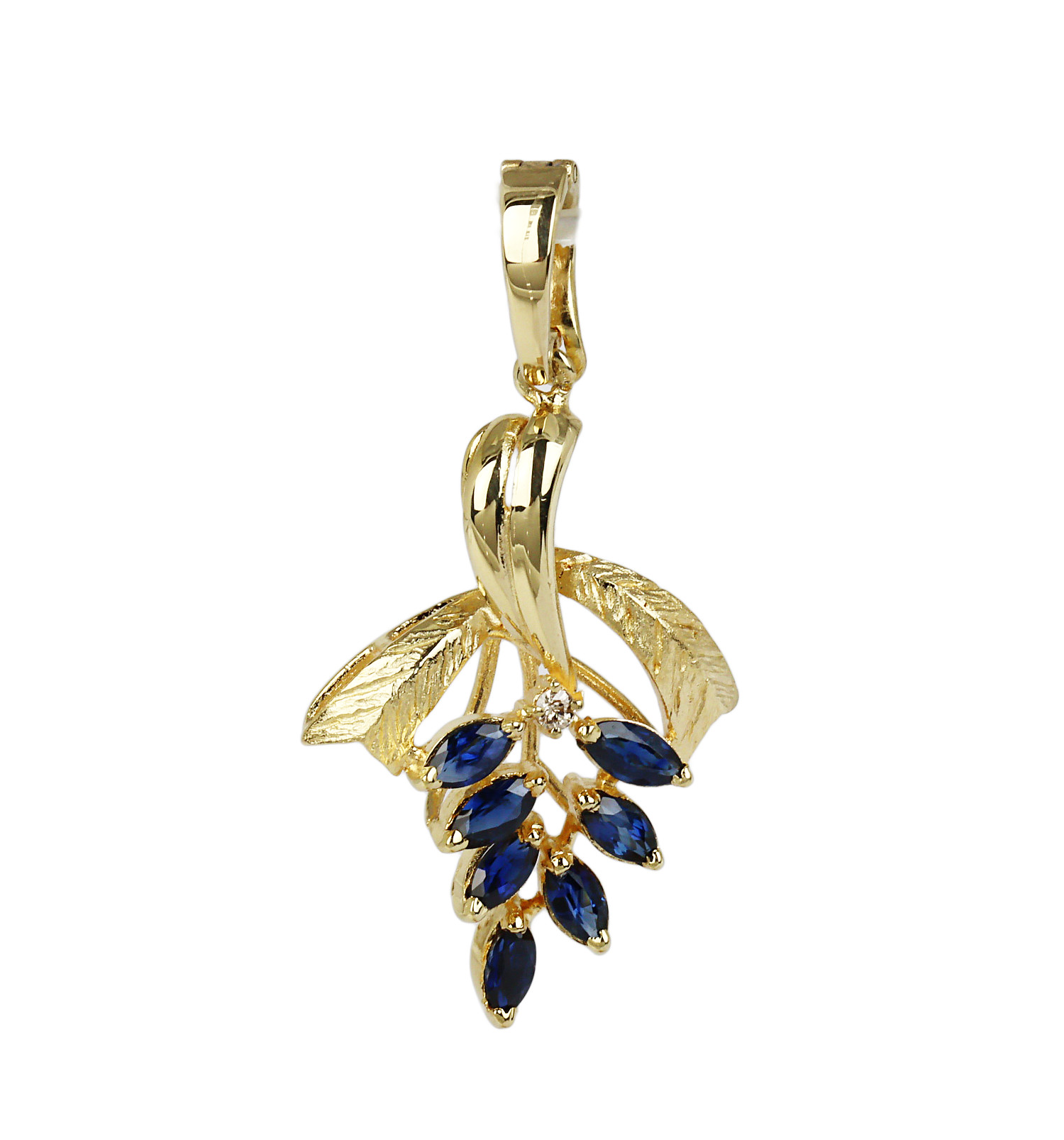 Featured image of this Women’s 14k Yellow Gold, Diamond, Sapphire Pendant