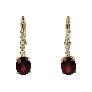 Featured image of this Women’s 14k Yellow Gold Diamond, Garnet Dangle Earrings