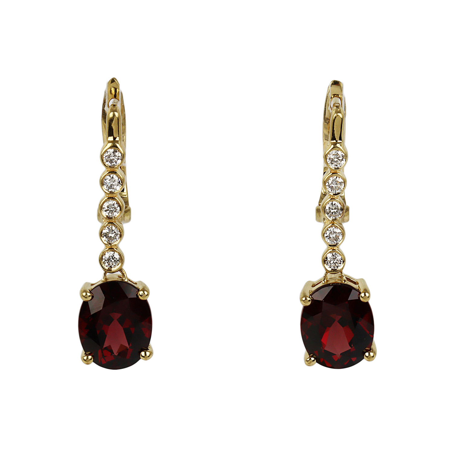 Featured image of this Women’s 14k Yellow Gold Diamond, Garnet Dangle Earrings