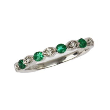 Featured image of this Fischer Women’s 14k White Gold Diamond, Emerald Ring Size 7