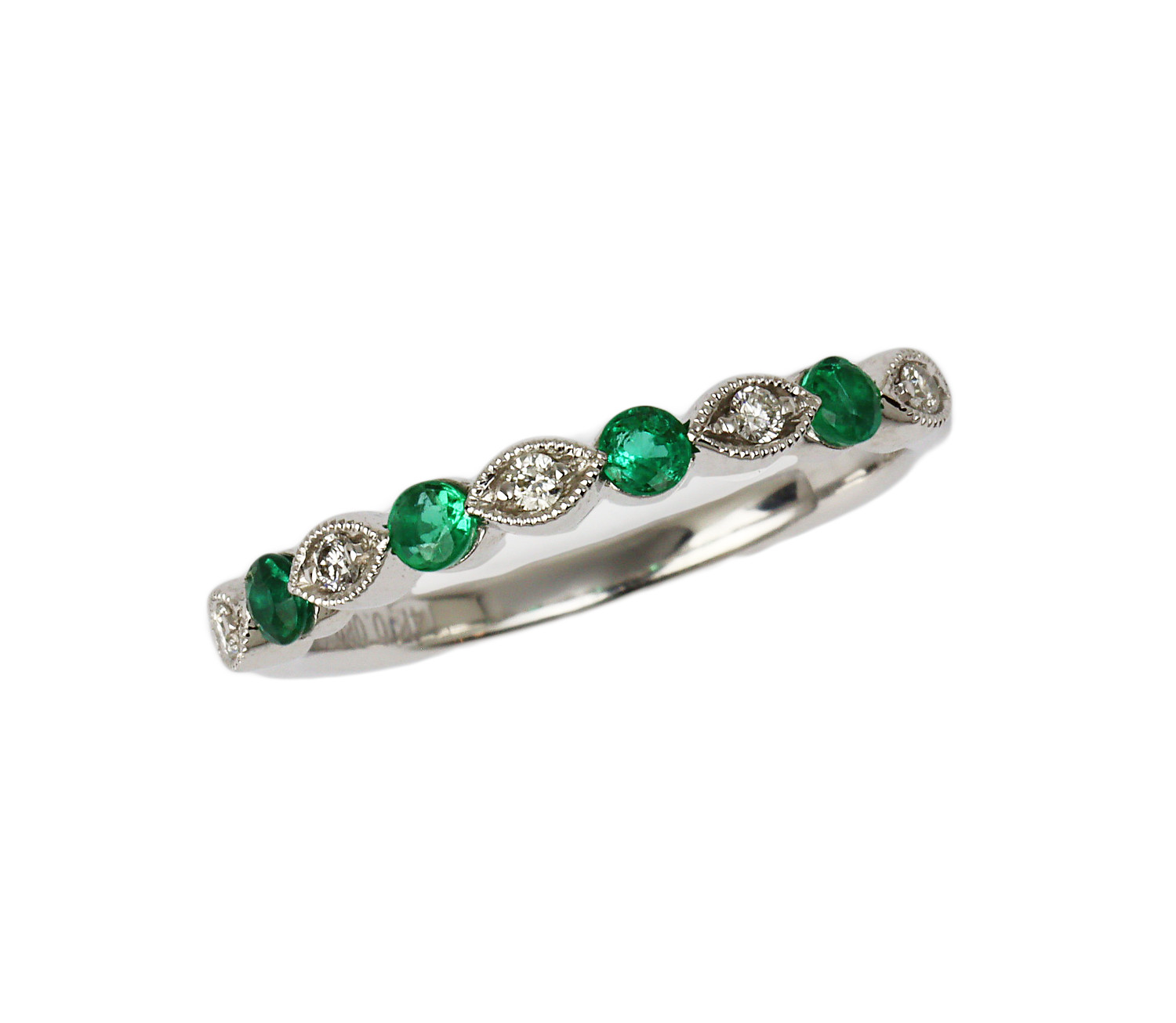 Featured image of this Fischer Women’s 14k White Gold Diamond, Emerald Ring Size 7