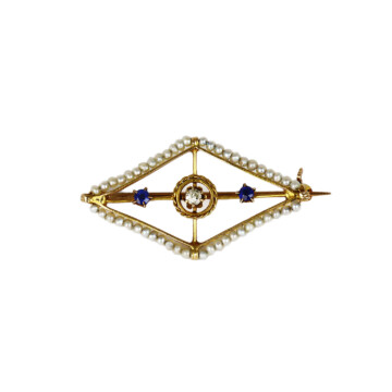 Featured image of this Women’s 10k Yellow Gold Diamond, Other, Pearl Vintage Brooch