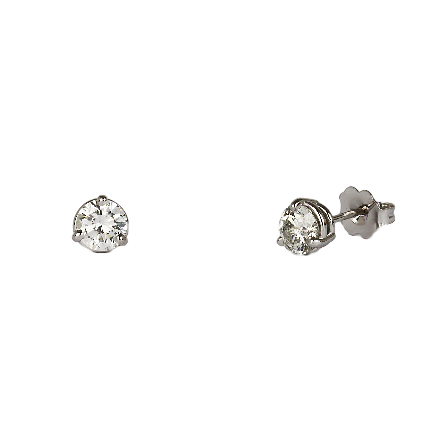 Gallery image of this Women’s 14k White Gold Diamond, Pearl Stud Earrings