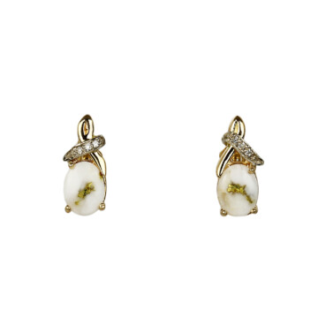 Featured image of this Women’s 14k Yellow Gold, Diamond, Quartz Stud Earrings