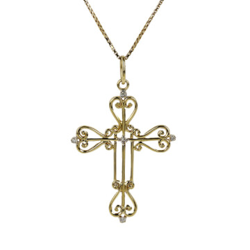 Featured image of this Women’s 14k Yellow Gold Diamond Cross Necklace