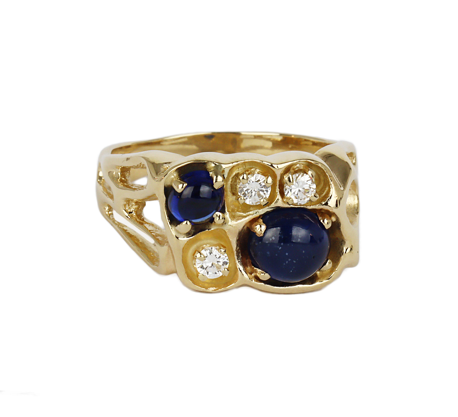 Gallery image of this Men’s 14k Yellow Gold Diamond, Sapphire Ring Size 10