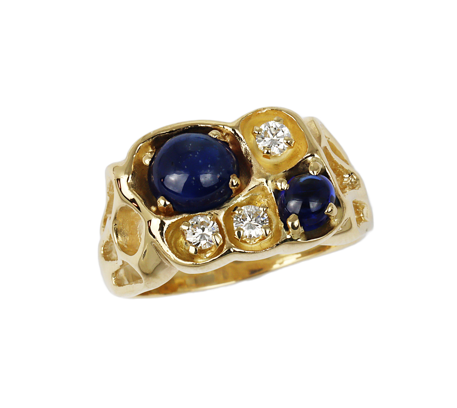 Featured image of this Men’s 14k Yellow Gold Diamond, Sapphire Ring Size 10