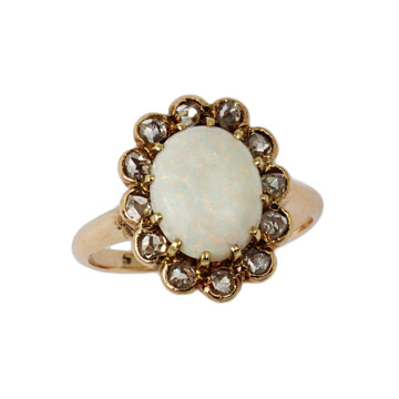 Featured image of this Women’s 10k Rose Gold Diamond, Opal Ring Size 4.75