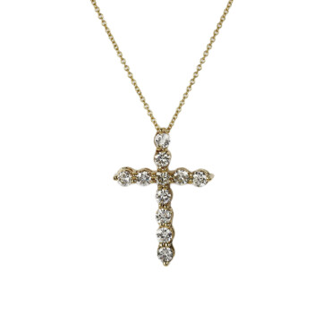 Featured image of this Women’s 14k Yellow Gold Diamond Cross Necklace