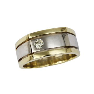 Featured image of this Men’s 14k Yellow & White Gold Diamond Ring Size 10.25
