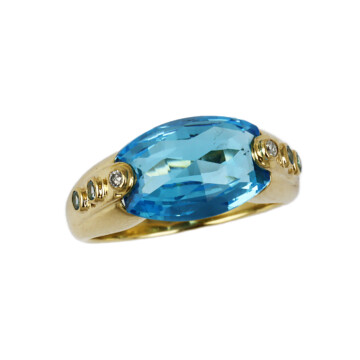 Featured image of this Women’s 18k Yellow Gold Diamond, Topaz Ring Size 6.75