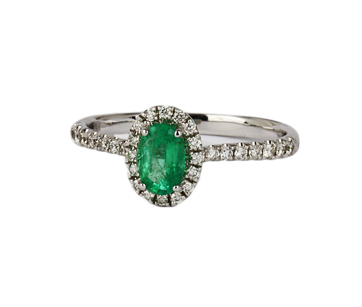 Gallery image of this Women’s 14k White Gold Diamond, Emerald Ring Size 6.5