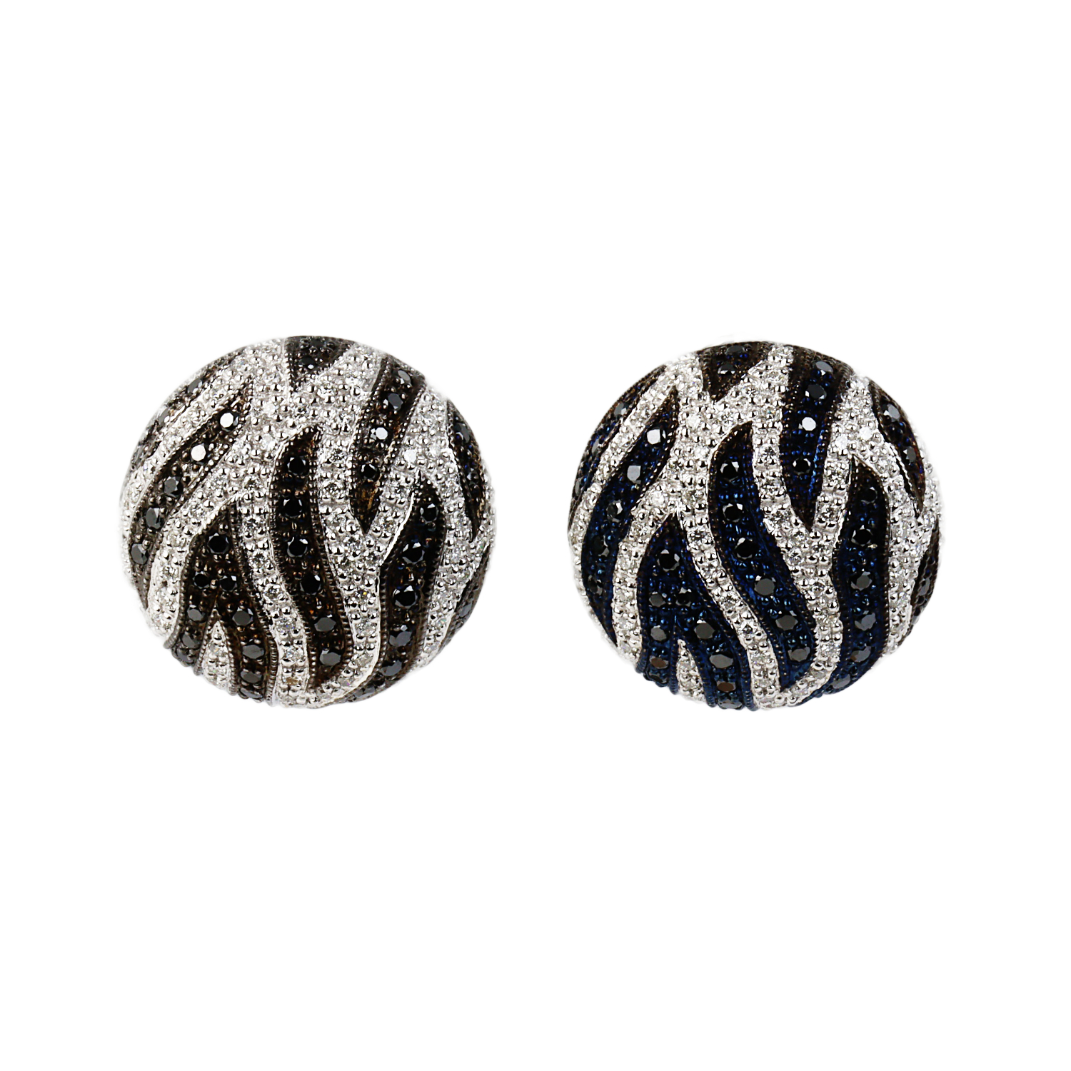 Gallery image of this Women’s 14k White Gold, Black & Clear Diamond Earrings