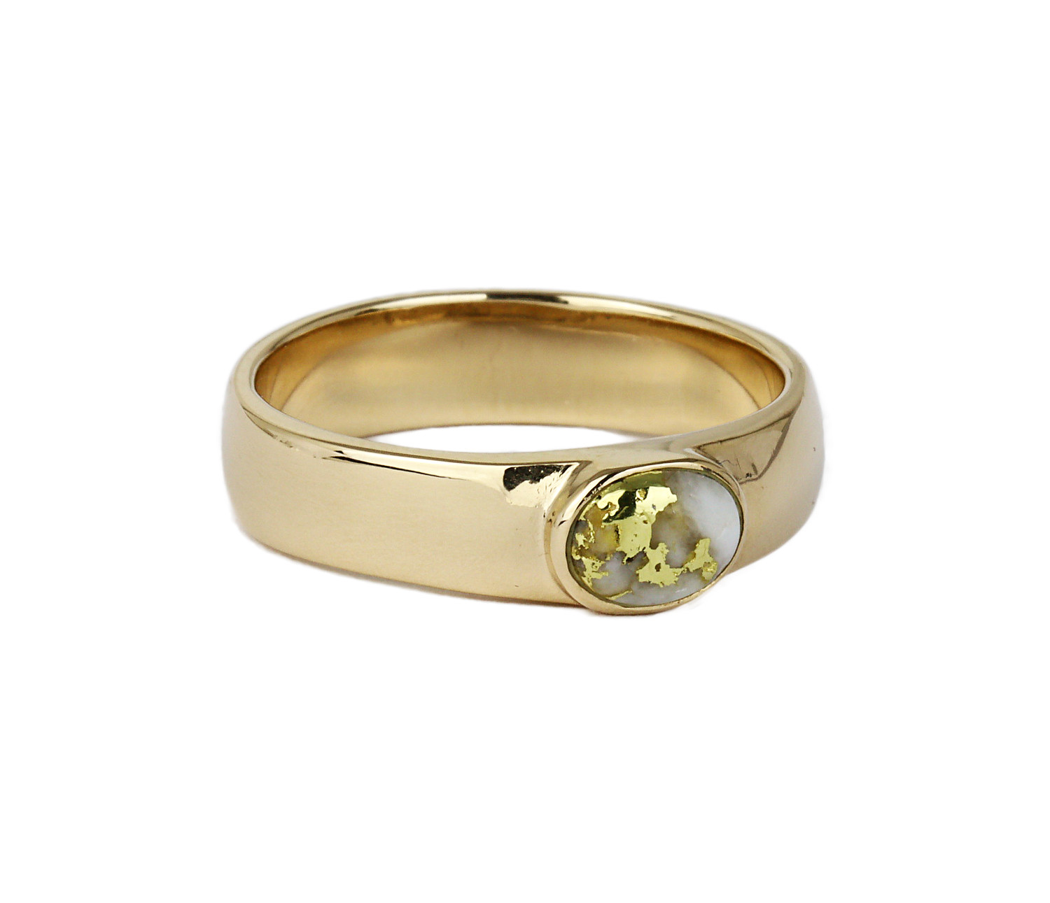 Gallery image of this Men’s 14k Yellow Gold Quartz Ring Size 9.75